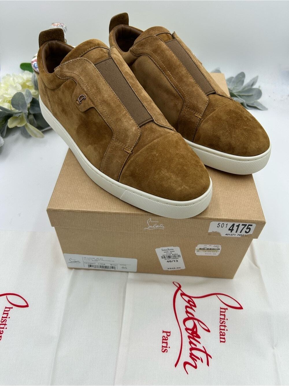 Men's Christian Louboutin ST LOUIS suede slip on sneakers size 46 made in Italy
